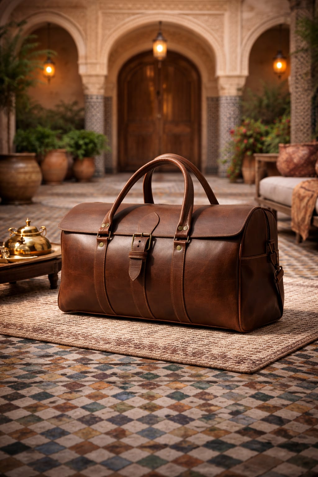 Luxury Moroccan Leather Duffle Bag – Genuine Leather Travel Bag